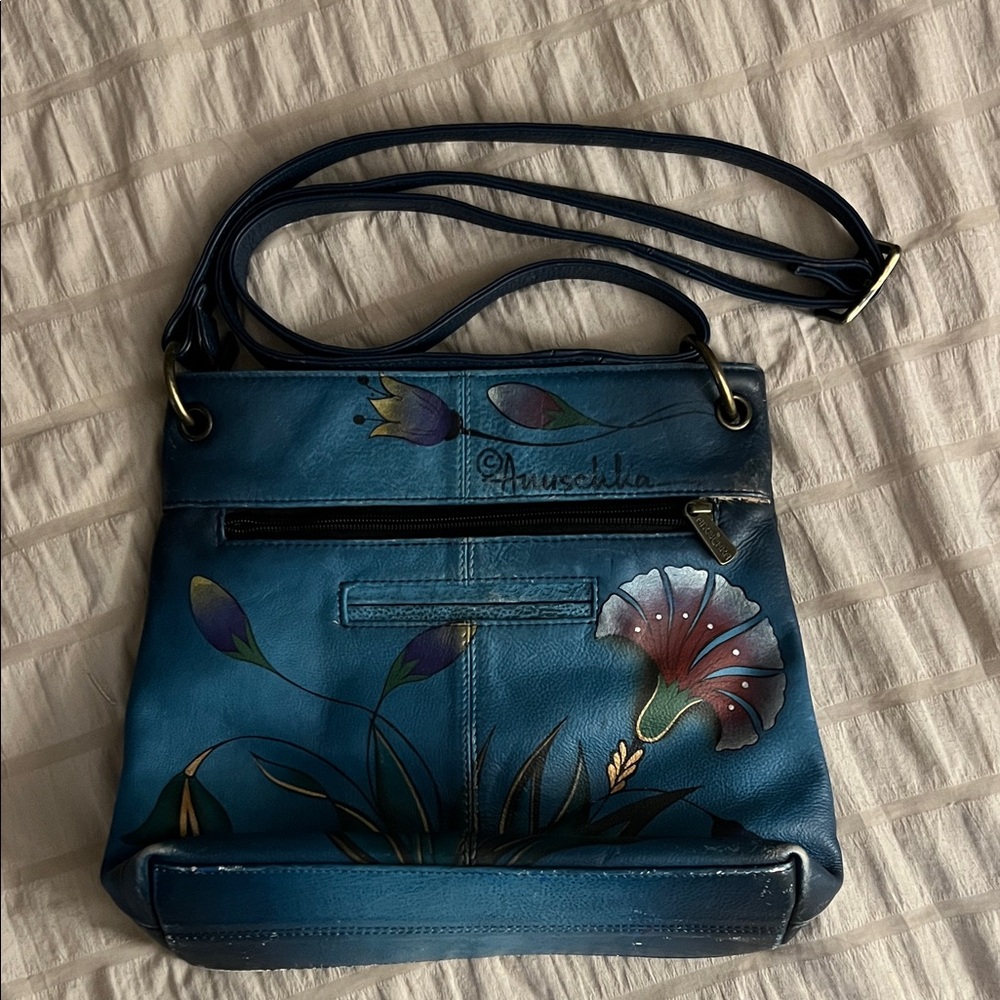 Anuschka Artistic Blue Crossbody Bag